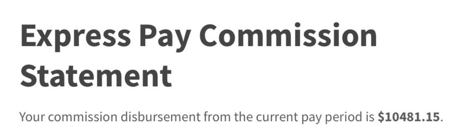 Express Pay Commission Statement: $10,481.15