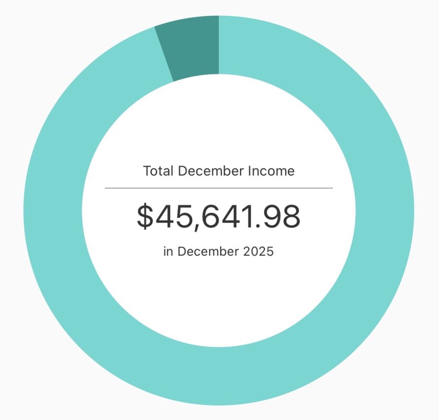 December 2025 total income: $45,641.98